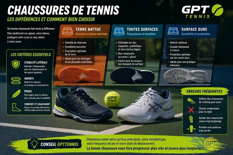Chaussures de tennis : différences, types et comment bien choisir